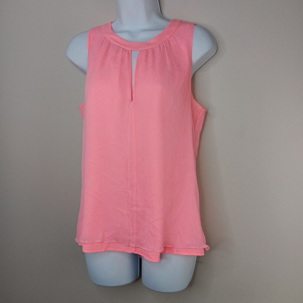 J.CREW Tank Top Womens 8 Pink 100% Silk Crinkle Lined Boho Flowy Barbie Feminine